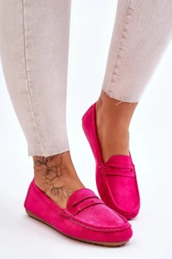 Damskie Klasyczne Zamszowe Mokasyny Fuksja Ivana