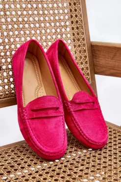 Damskie Klasyczne Zamszowe Mokasyny Fuksja Ivana