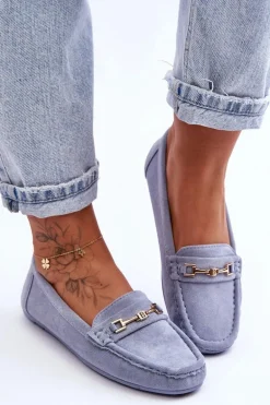 Damskie Klasyczne Zamszowe Mokasyny Niebieskie Corinell