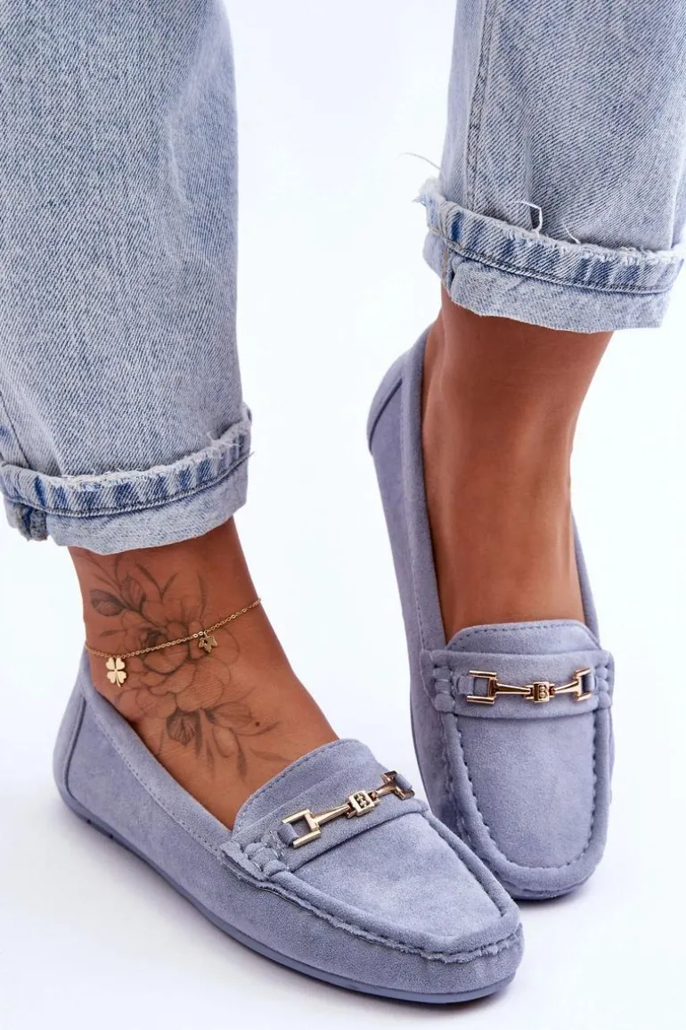 Damskie Klasyczne Zamszowe Mokasyny Niebieskie Corinell