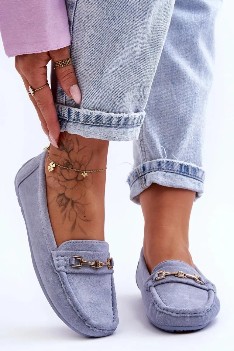 Damskie Klasyczne Zamszowe Mokasyny Niebieskie Corinell