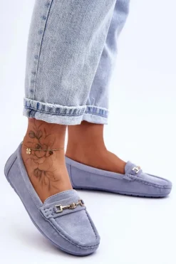 Damskie Klasyczne Zamszowe Mokasyny Niebieskie Corinell