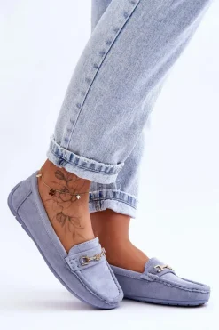 Damskie Klasyczne Zamszowe Mokasyny Niebieskie Corinell