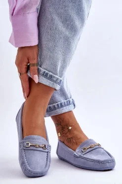 Damskie Klasyczne Zamszowe Mokasyny Niebieskie Corinell