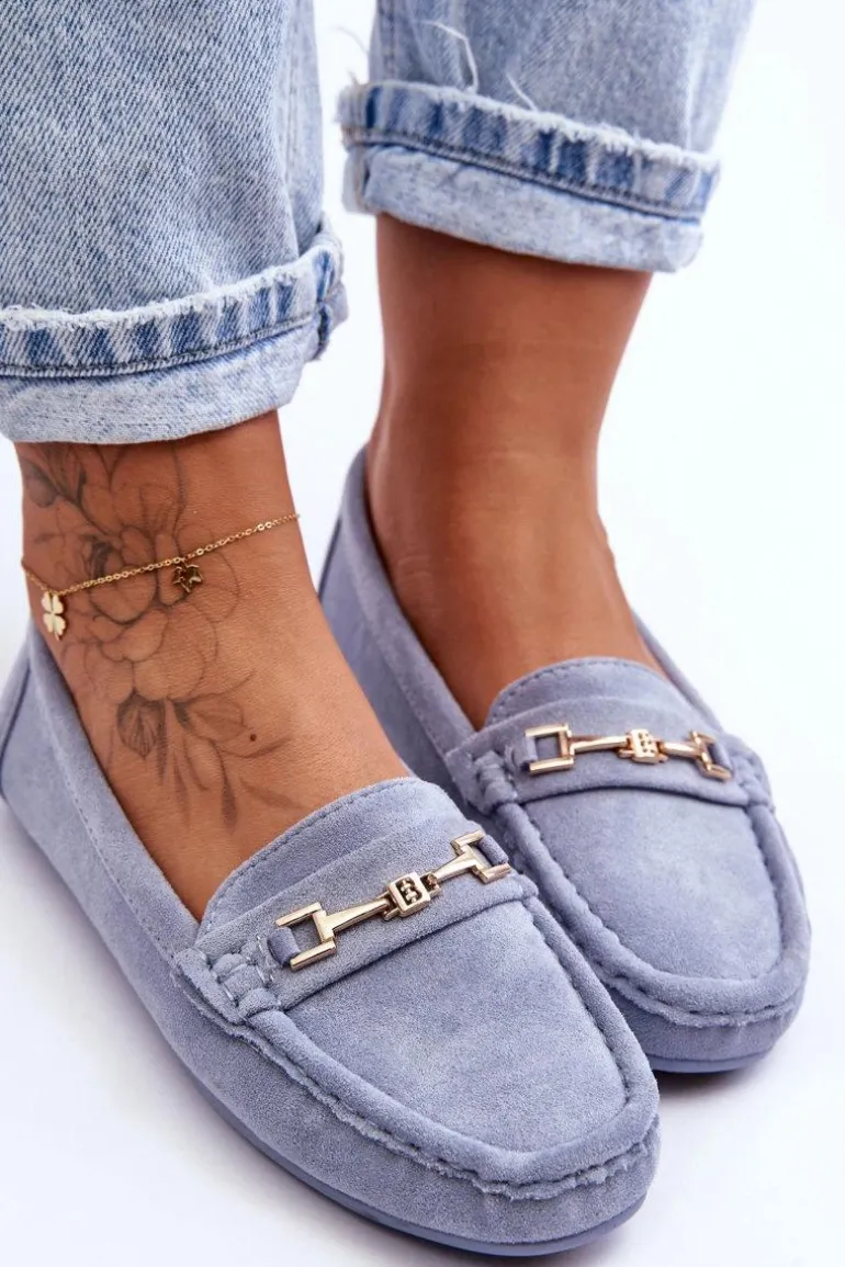 Damskie Klasyczne Zamszowe Mokasyny Niebieskie Corinell