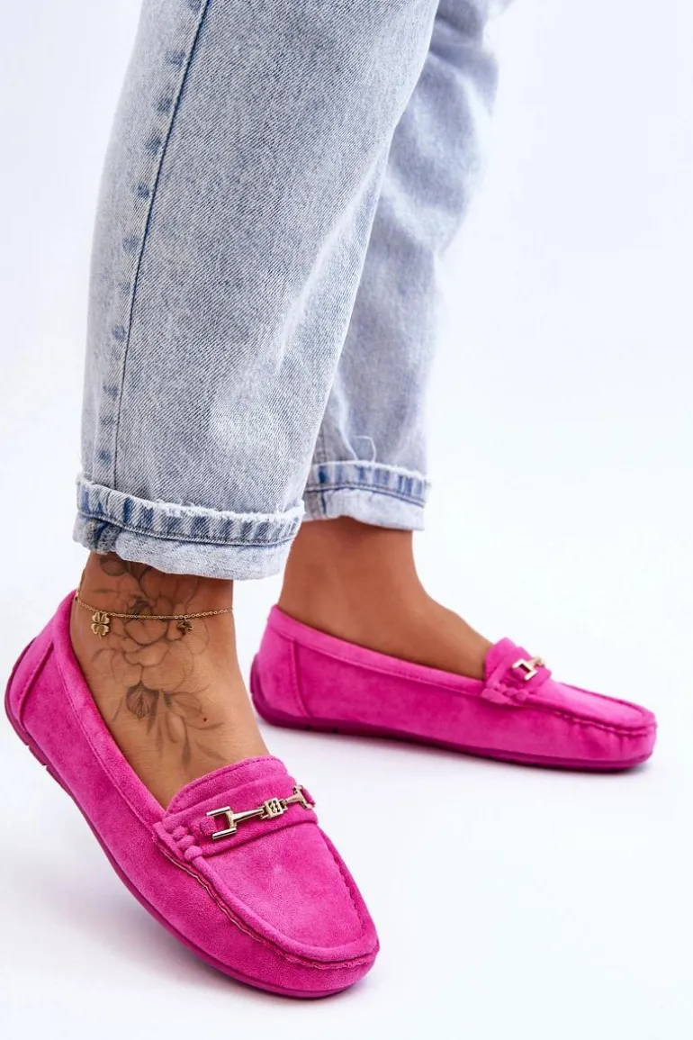 Damskie Klasyczne Zamszowe Mokasyny Różowe Corinell