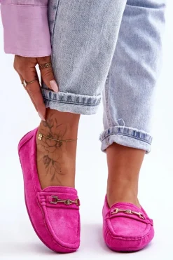 Damskie Klasyczne Zamszowe Mokasyny Różowe Corinell