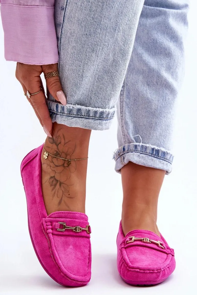 Damskie Klasyczne Zamszowe Mokasyny Różowe Corinell