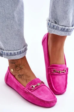 Damskie Klasyczne Zamszowe Mokasyny Różowe Corinell