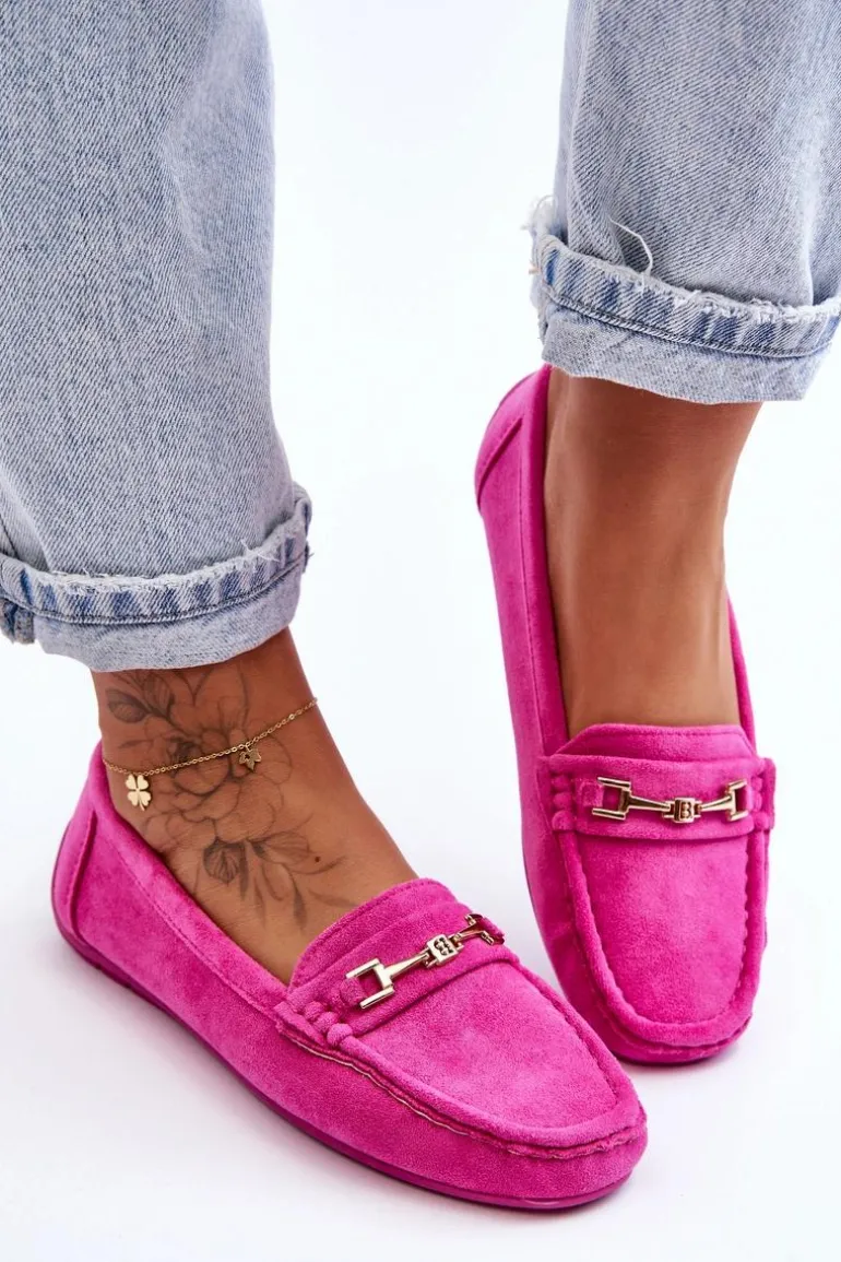 Damskie Klasyczne Zamszowe Mokasyny Różowe Corinell