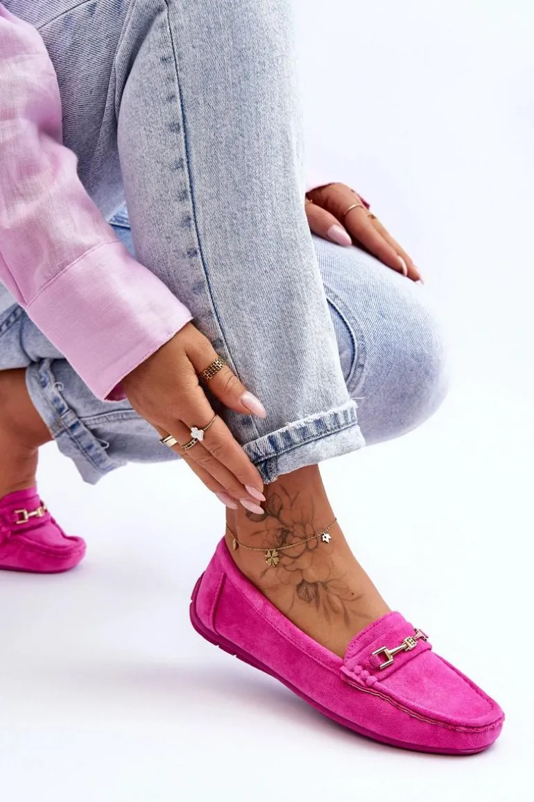 Damskie Klasyczne Zamszowe Mokasyny Różowe Corinell