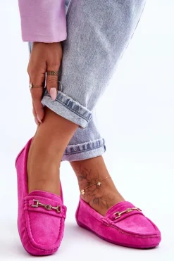 Damskie Klasyczne Zamszowe Mokasyny Różowe Corinell