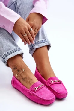 Damskie Klasyczne Zamszowe Mokasyny Różowe Corinell