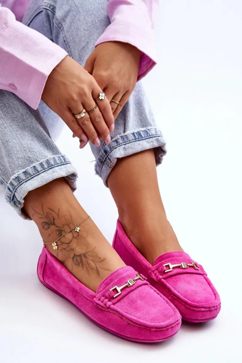 Damskie Klasyczne Zamszowe Mokasyny Różowe Corinell