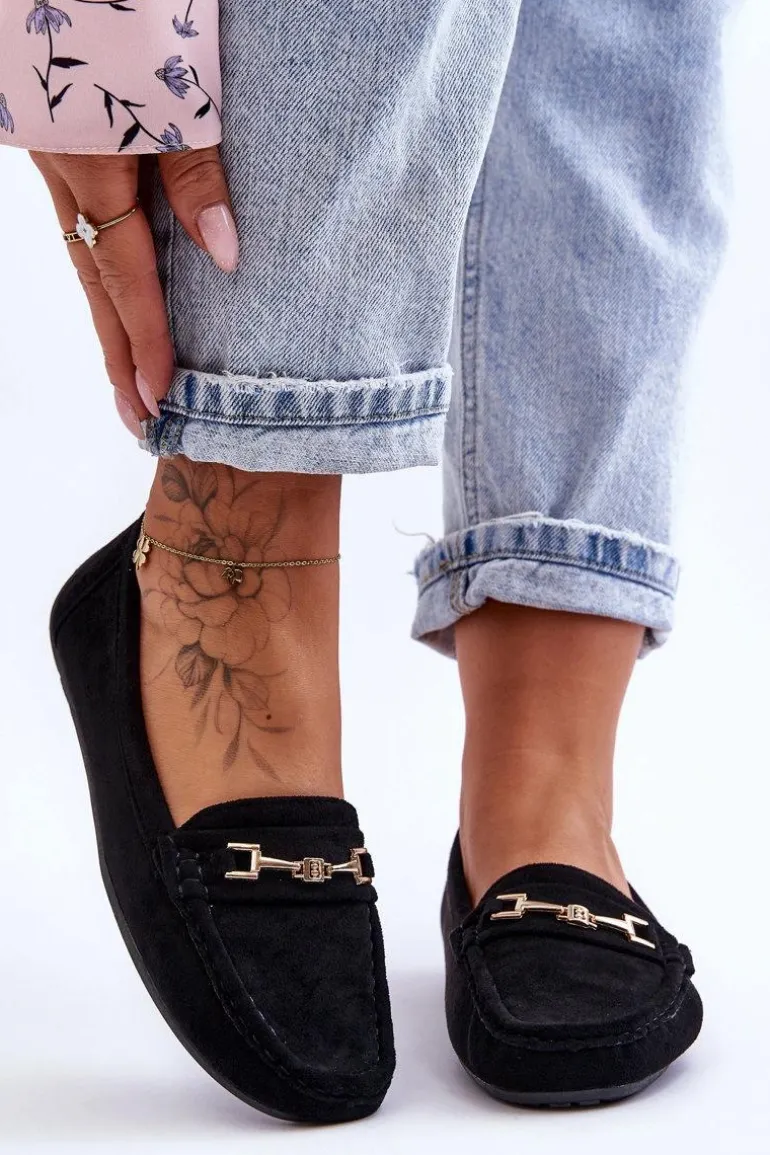 Damskie Klasyczne Zamszowe Mokasyny Czarne Corinell