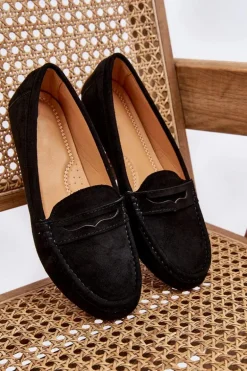 Damskie Klasyczne Zamszowe Mokasyny Czarne Ivana