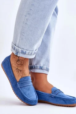 Damskie Klasyczne Zamszowe Mokasyny Niebieskie Ivana