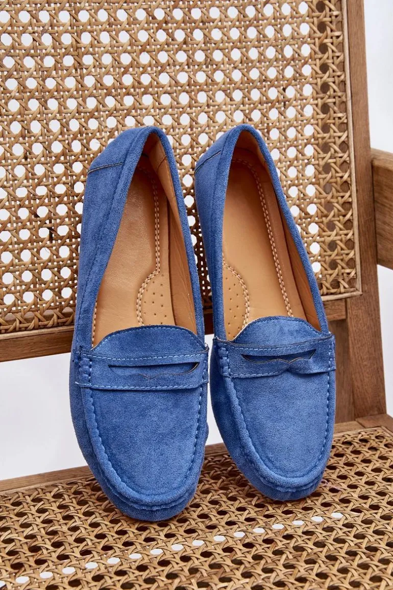 Damskie Klasyczne Zamszowe Mokasyny Niebieskie Ivana