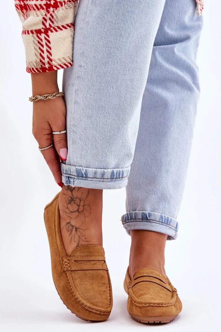 Damskie Klasyczne Zamszowe Mokasyny Camel Ivana