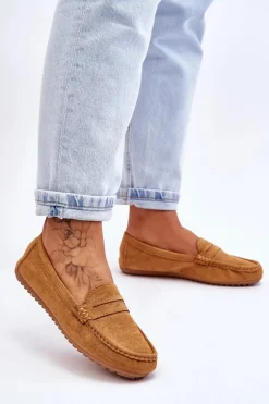 Damskie Klasyczne Zamszowe Mokasyny Camel Ivana