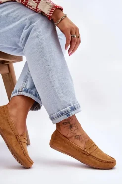 Damskie Klasyczne Zamszowe Mokasyny Camel Ivana