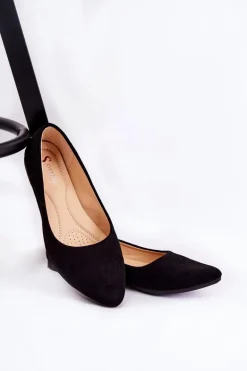 Damskie Klasyczne Zamszowe Baleriny Czarne Arina