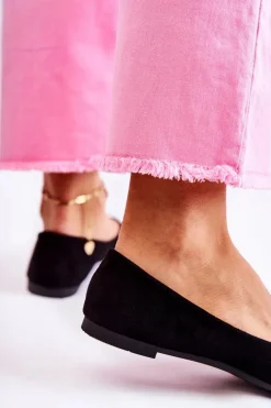 Damskie Klasyczne Zamszowe Baleriny Czarne Arina