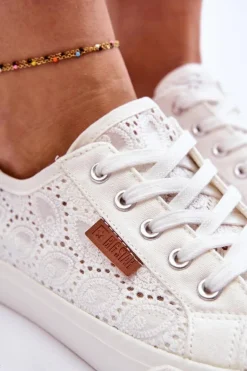 Damskie Koronkowe Tenisówki BIG STAR W274925 Białe