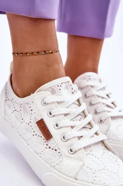 Damskie Koronkowe Tenisówki BIG STAR W274925 Białe