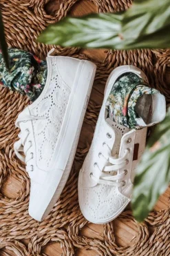 Damskie Koronkowe Tenisówki BIG STAR W274925 Białe