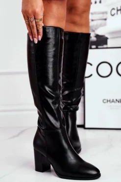 Damskie kozaki do kolana Sergio Leone czarne KZ278