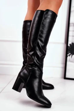 Damskie kozaki do kolana Sergio Leone czarne KZ278