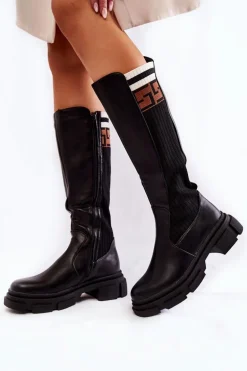 Damskie Kozaki Do Kolana Czarne Kathrin