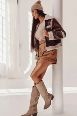 Damskie Kozaki Na Obcasie Lewski Shoes 3235 Cappucino