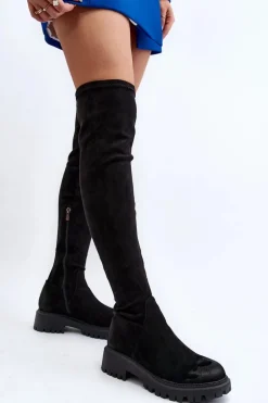 Damskie Kozaki Na Płaskim Obcasie Za Kolano La.Fi 270068B-SU Czarne