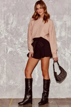 Damskie Kozaki Na Płaskim Obcasie Z Marszczoną Cholewką Czarne Tercella