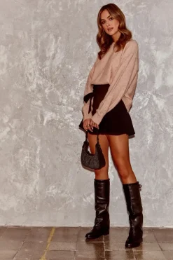 Damskie Kozaki Na Płaskim Obcasie Z Marszczoną Cholewką Czarne Tercella