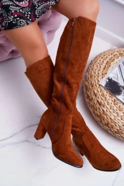 Damskie Kozaki Sergio Leone Zamszowe Camel KZ275