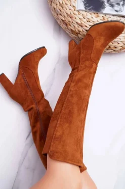 Damskie Kozaki Sergio Leone Zamszowe Camel KZ275