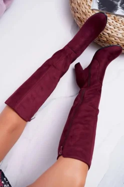 Damskie Kozaki Sergio Leone Zamszowe Bordowe KZ275