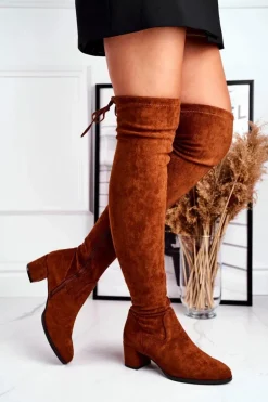 Damskie kozaki Sergio Leone lycra camel KZ281