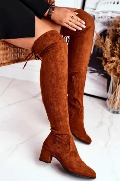 Damskie kozaki Sergio Leone lycra camel KZ281