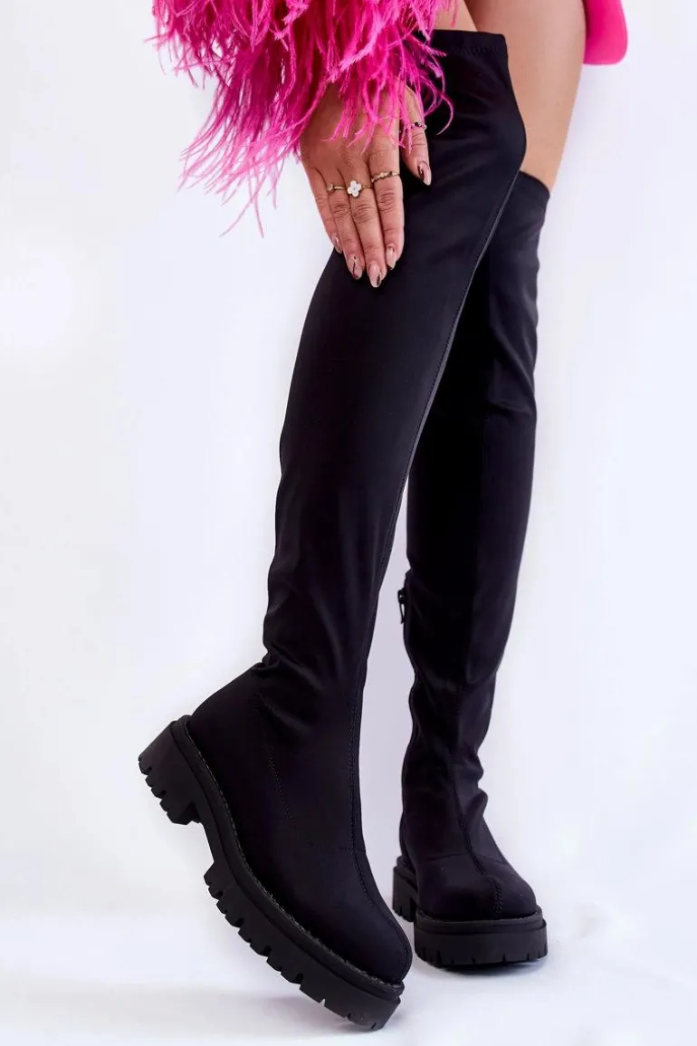 Damskie Kozaki Za Kolano Czarne Brinna