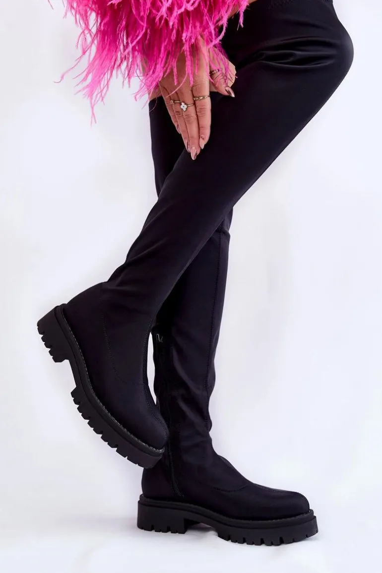 Damskie Kozaki Za Kolano Czarne Brinna