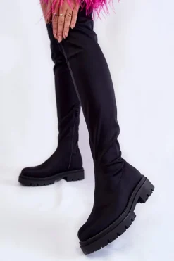 Damskie Kozaki Za Kolano Czarne Brinna