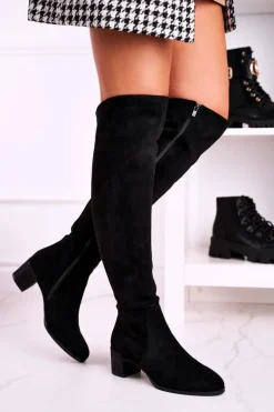 Damskie kozaki zamszowe Sergio Leone czarne KZ299