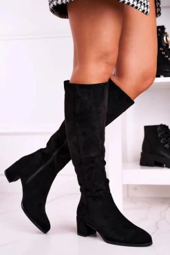 Damskie kozaki zamszowe Sergio Leone czarne KZ273