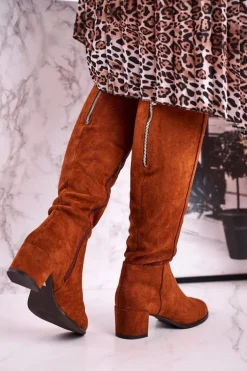 Damskie kozaki zamszowe Sergio Leone camel KZ273