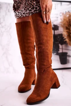 Damskie kozaki zamszowe Sergio Leone camel KZ273