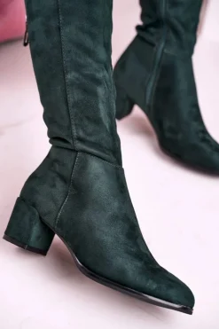 Damskie kozaki zamszowe Sergio Leone zielone KZ273